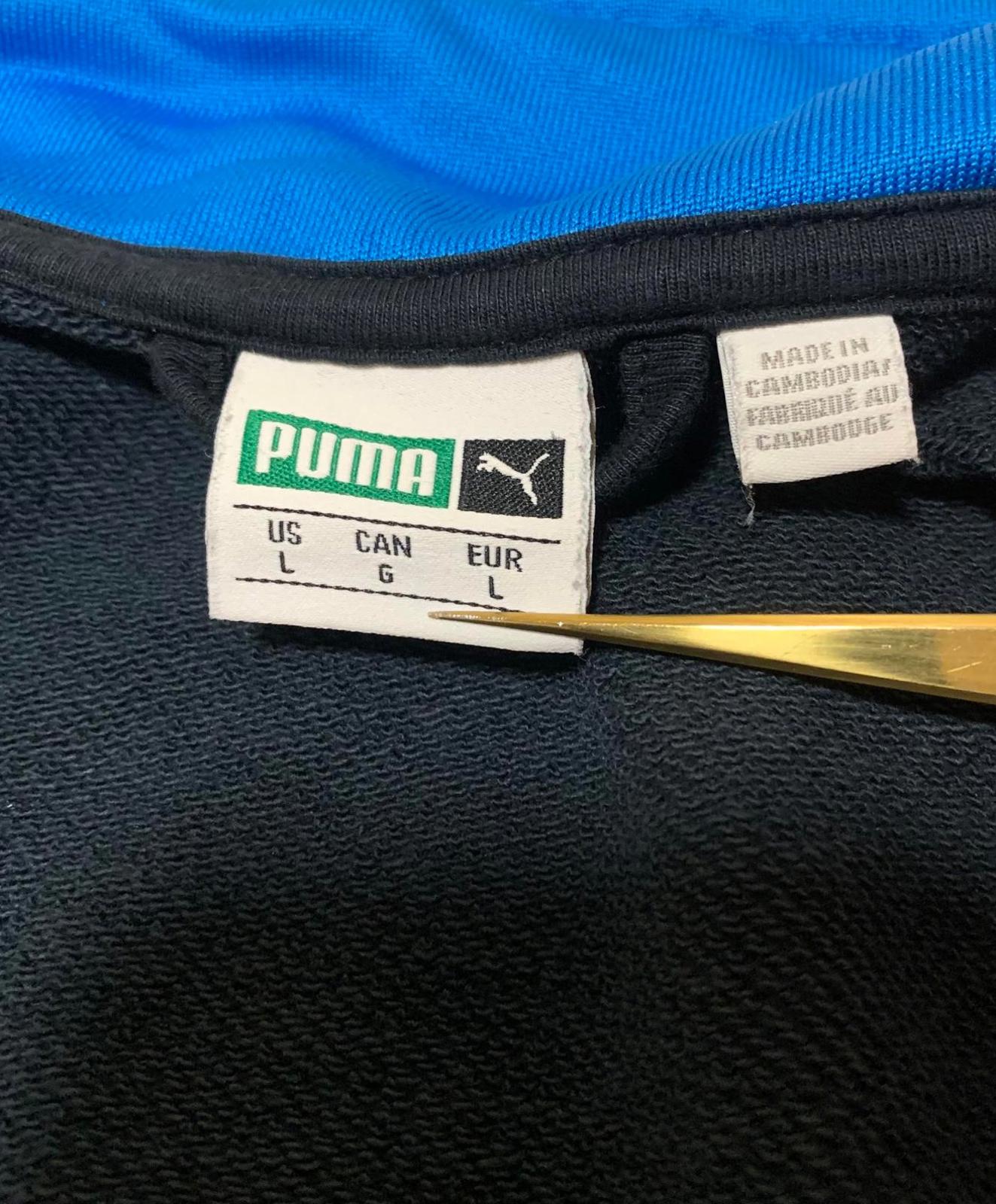 Chaqueta deportiva Puma para hombre, talla L, color negro y azul rey, con cremallera