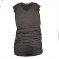 Athlete Women's Cap Sleeve Ruched Bodycon Dress Sz Small Gray V-Neck