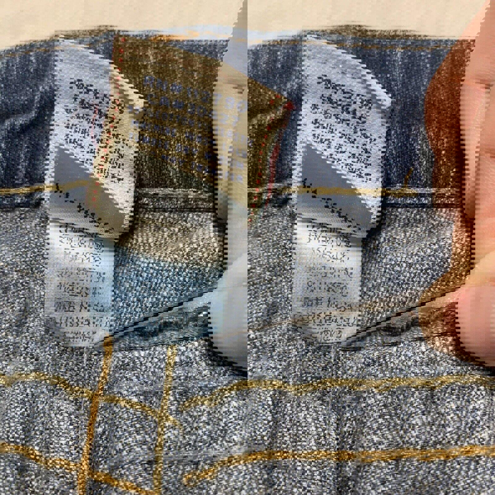 Vaqueros ajustados True Religion para mujer, talla 29, con solapa trasera azul