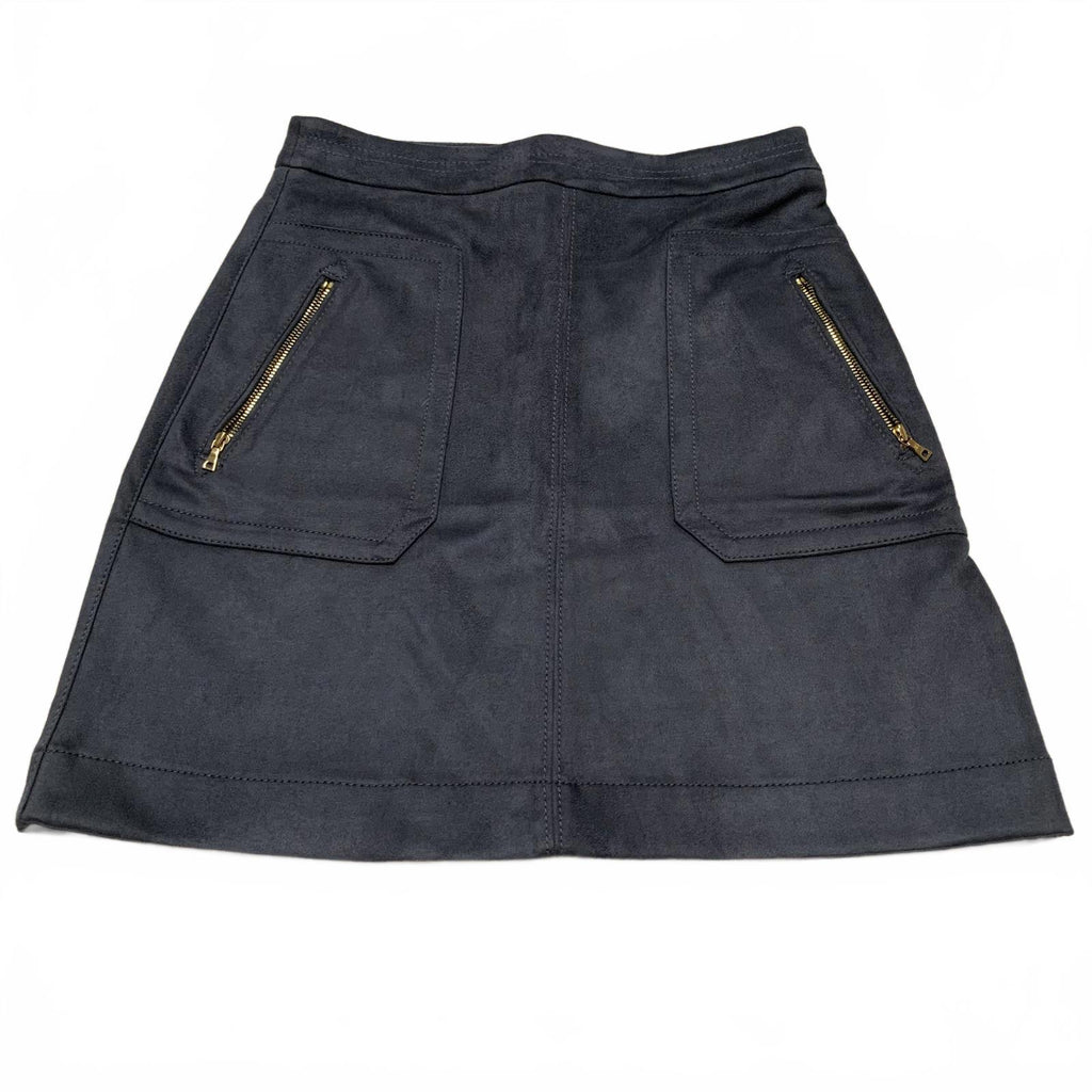 LOFT Petite Talla 00 Minifalda de gamuza con bolsillos con cremallera Gris carbón W 26.5