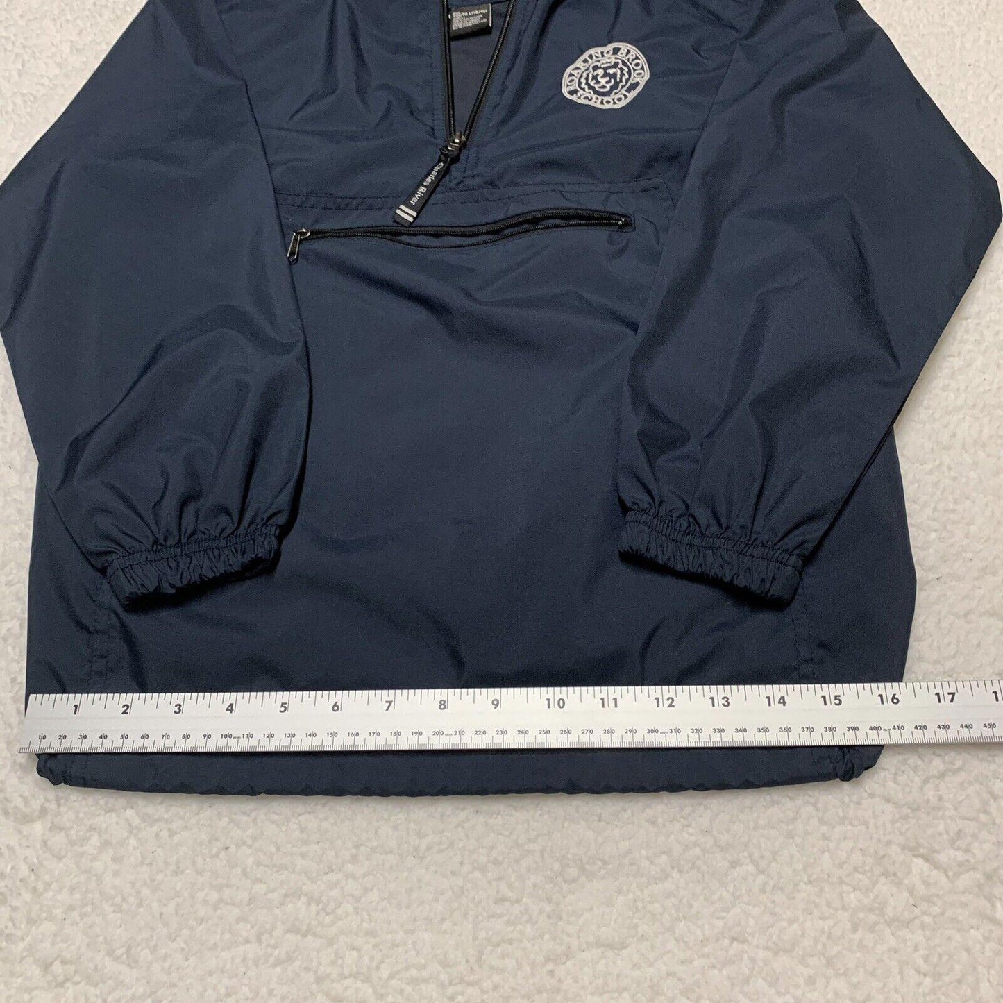Charles River Pack-N-Go Pullon Rain Jacket Windbreaker Youth L 14-16 Navy