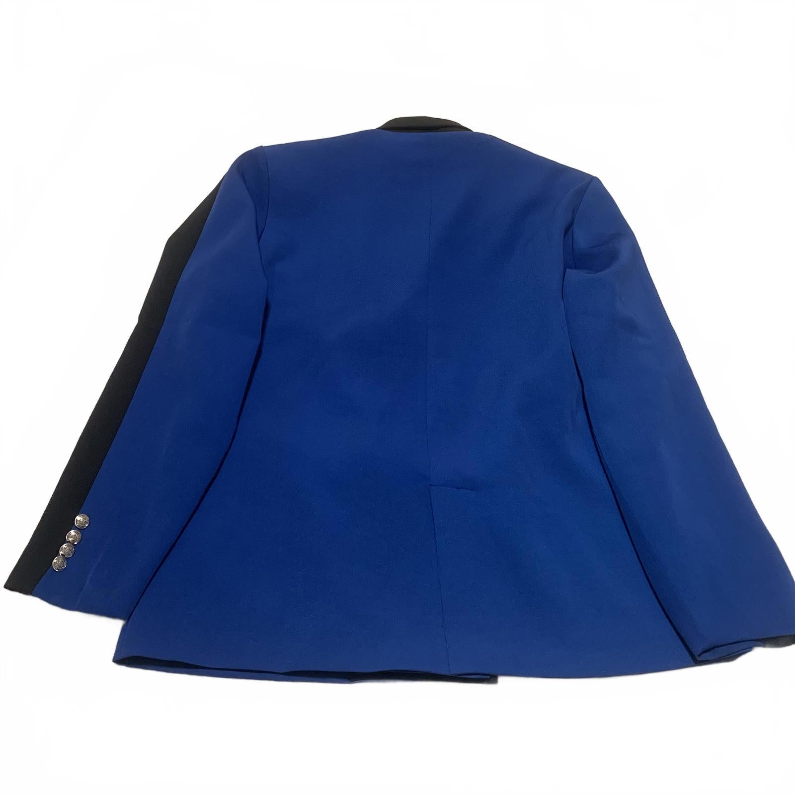 Man boohooMan Men's Size 38 Royal Blue Double Breasted Blazer Silver Buttons