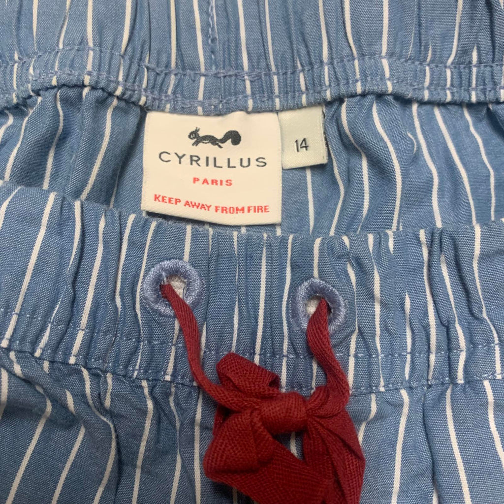 Pijama Cyrillus Paris para niño, talla 14A, de algodón, con rayas azules, ancho 25,5 x 29 cm