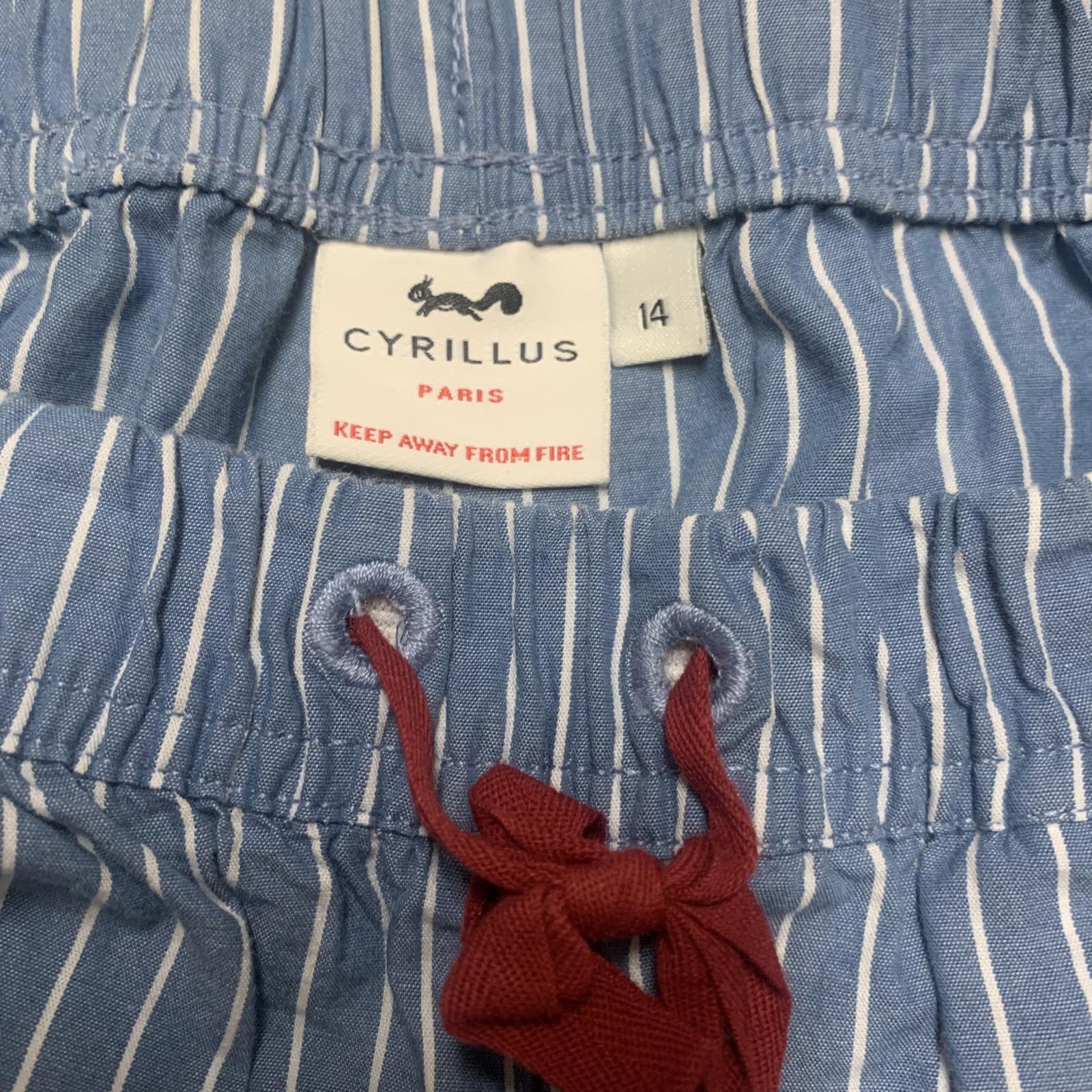 Pijama Cyrillus Paris para niño, talla 14A, de algodón, con rayas azules, ancho 25,5 x 29 cm