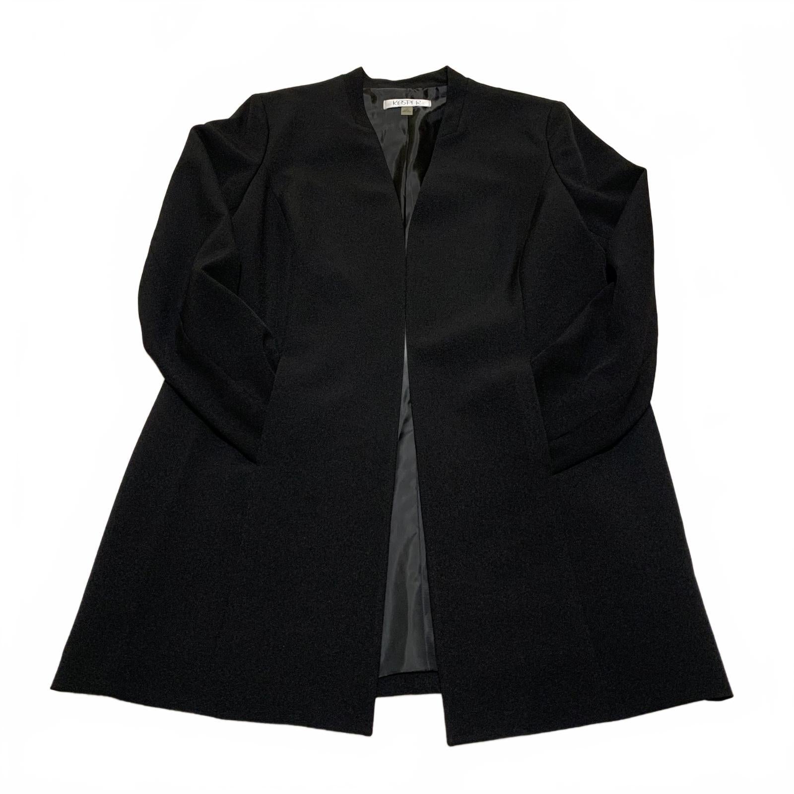 Chaqueta blazer negra abierta para mujer Kasper, talla 12, forrada, para trabajo y oficina