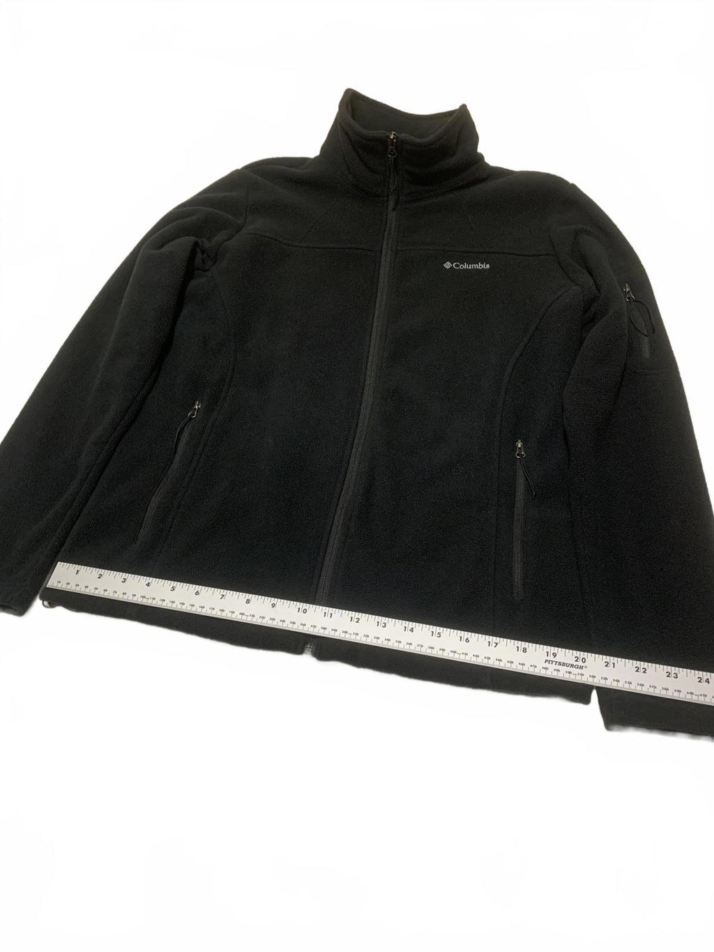 Chaqueta polar negra grande Columbia para mujer, con cremallera completa, para senderismo al aire libre, capa cálida