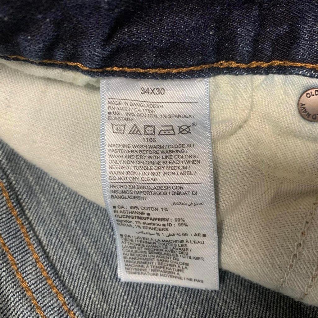 Vaqueros ajustados de lavado azul oscuro de Old Navy para hombre, talla 34 x 30, 32 x 29 (talla real)