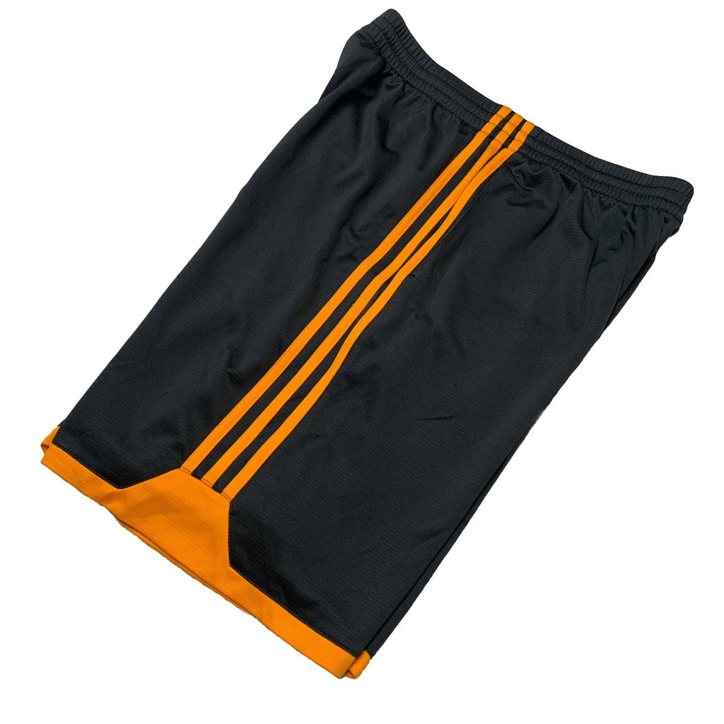 Pantalón corto deportivo Adidas para niño, talla XL 18, color gris oscuro y naranja, con 3 rayas - Baloncesto