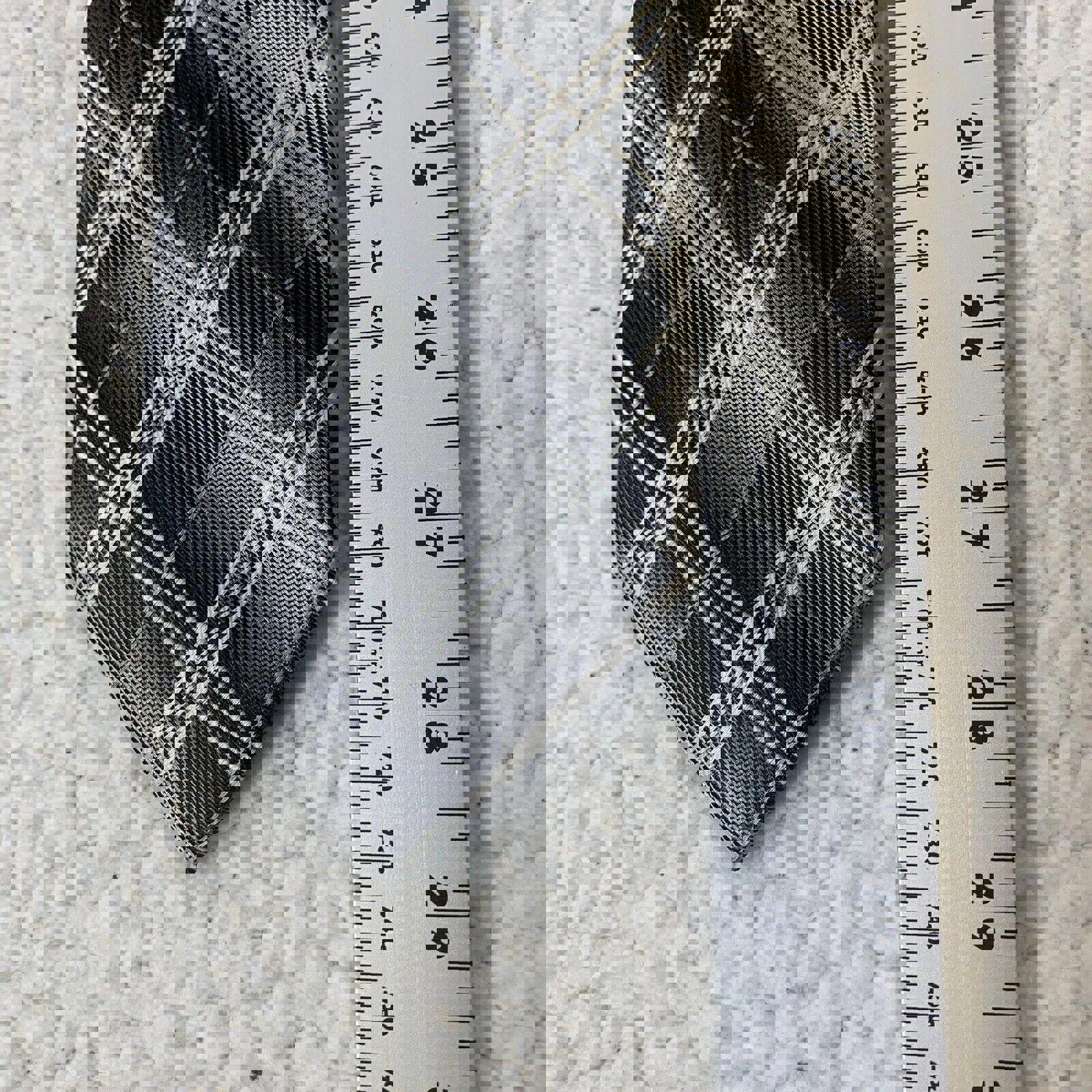 Valerio Garati Men's Plaid Neck Tie Gray Black White