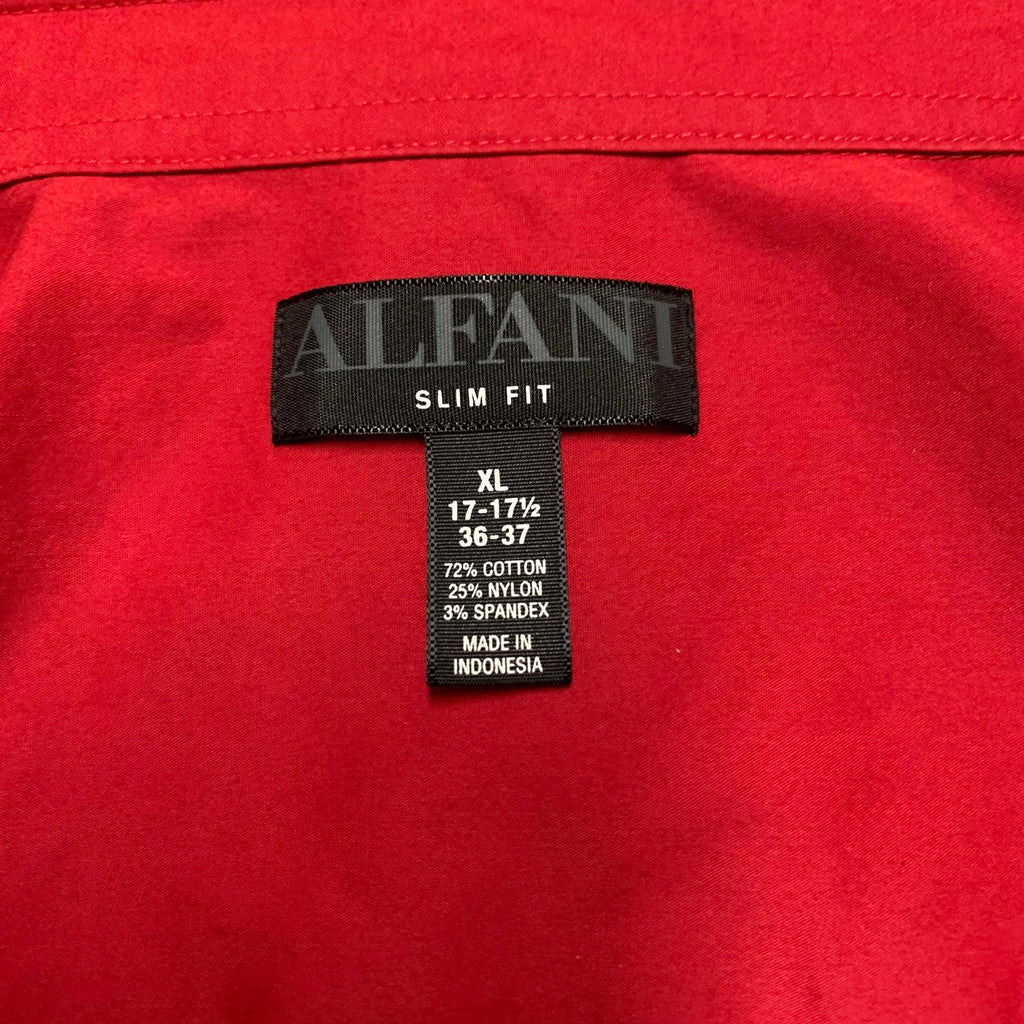 Camisa de vestir Alfani para hombre, talla XL, roja, ajustada, con botones
