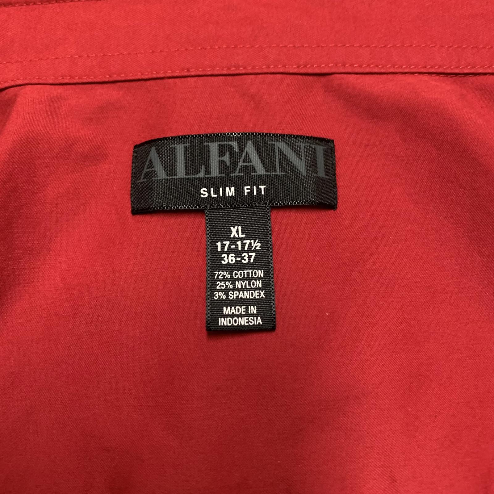 Camisa de vestir Alfani para hombre, talla XL, roja, ajustada, con botones