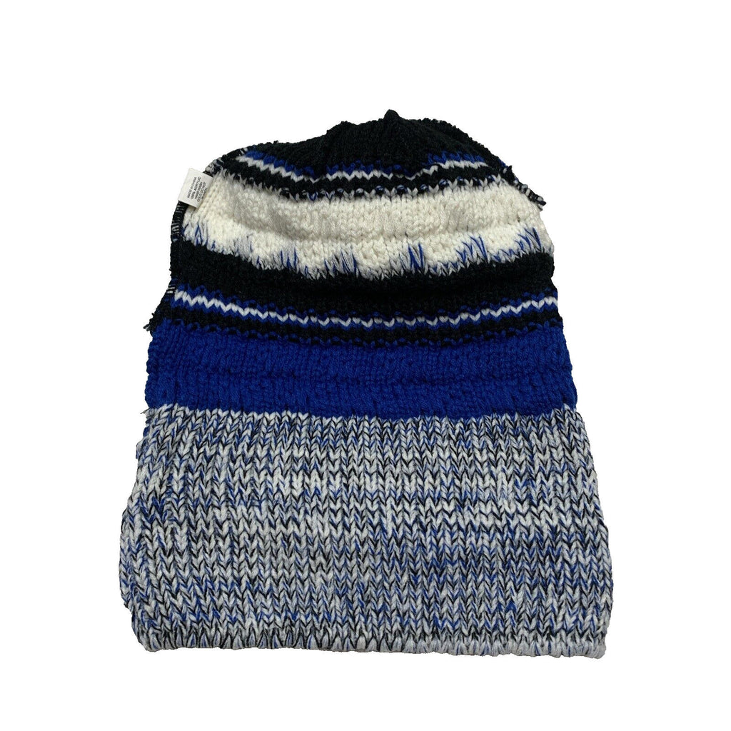 Gorro de cerdo unisex para adultos, negro, azul real, a rayas, para invierno, para nieve, esquí, acrílico