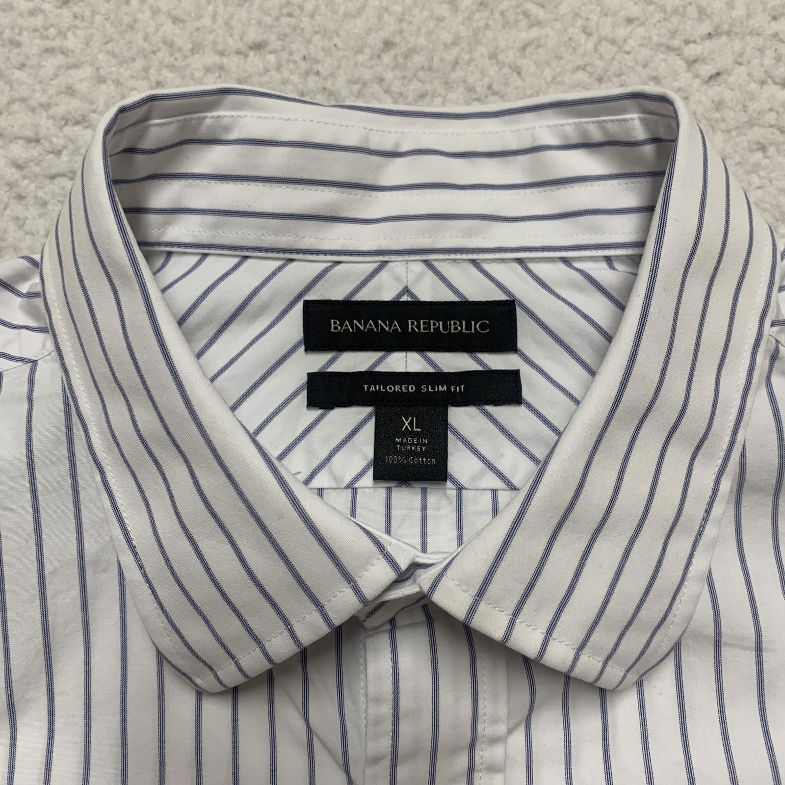 Camisa Banana Republic de rayas blancas y azules, ajustada, talla XL para hombre