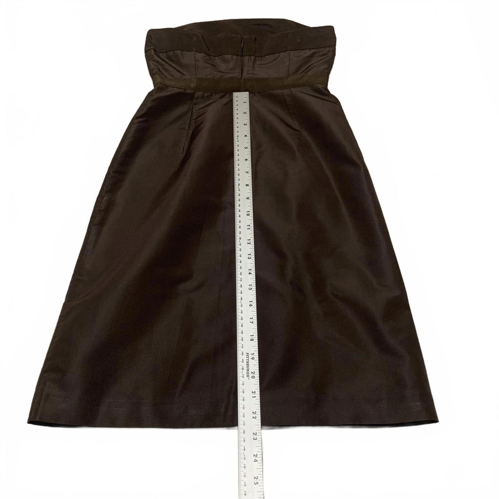 J.Crew Strapless Silk Dress Size 0 Petite Brown 100% Silk