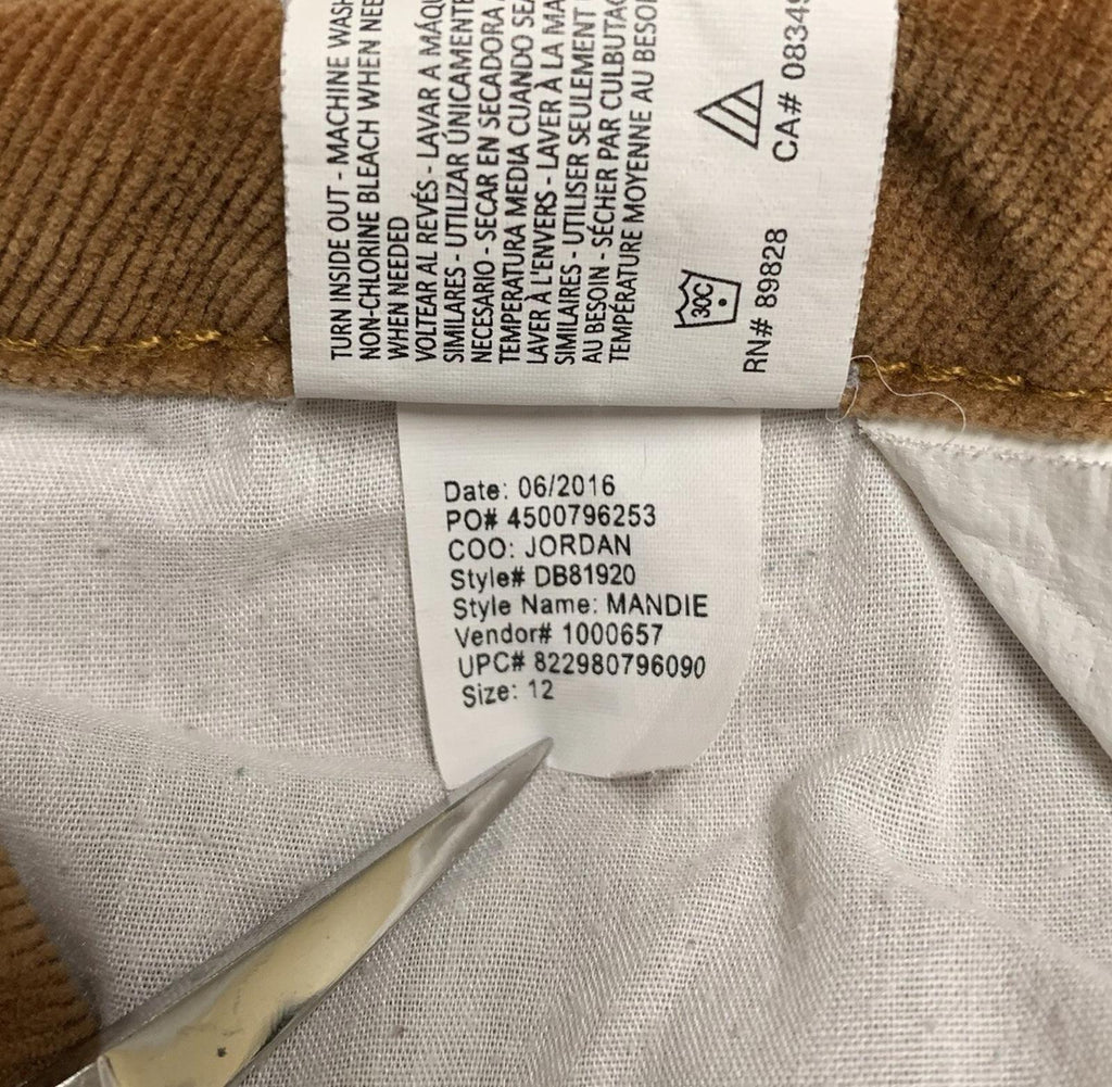 Pantalones de pana Bandolino para mujer, talla 12, marrón, estilo Mandie, pierna recta