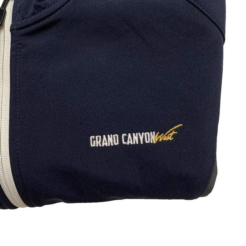 Chaqueta de golf Landway para hombre, con capucha, forro polar, cierre completo y caparazón blando, color azul marino/gris, talla mediana