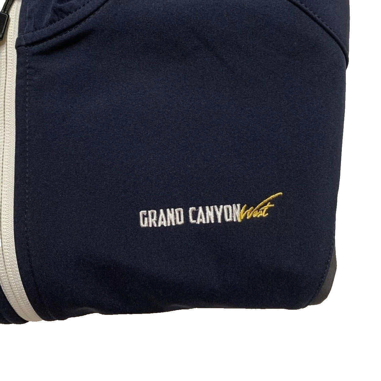 Chaqueta de golf Landway para hombre, con capucha, forro polar, cierre completo y caparazón blando, color azul marino/gris, talla mediana