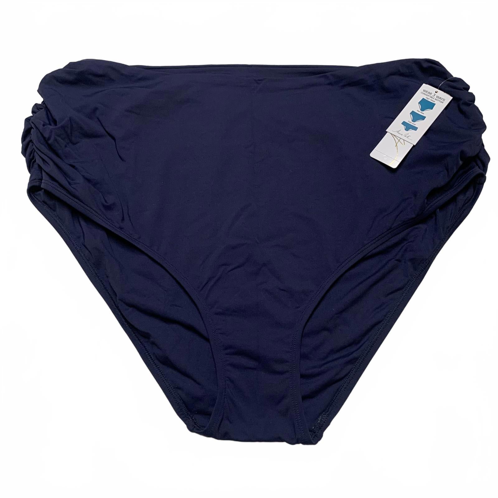 Parte de abajo de bikini para mujer Anne Cole, talla grande 24W, azul marino, convertible en 3 posiciones