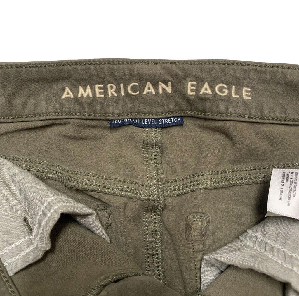 Jeggings elásticos de tiro alto superalto de American Eagle para mujer, talla 2 regular, color verde grisáceo