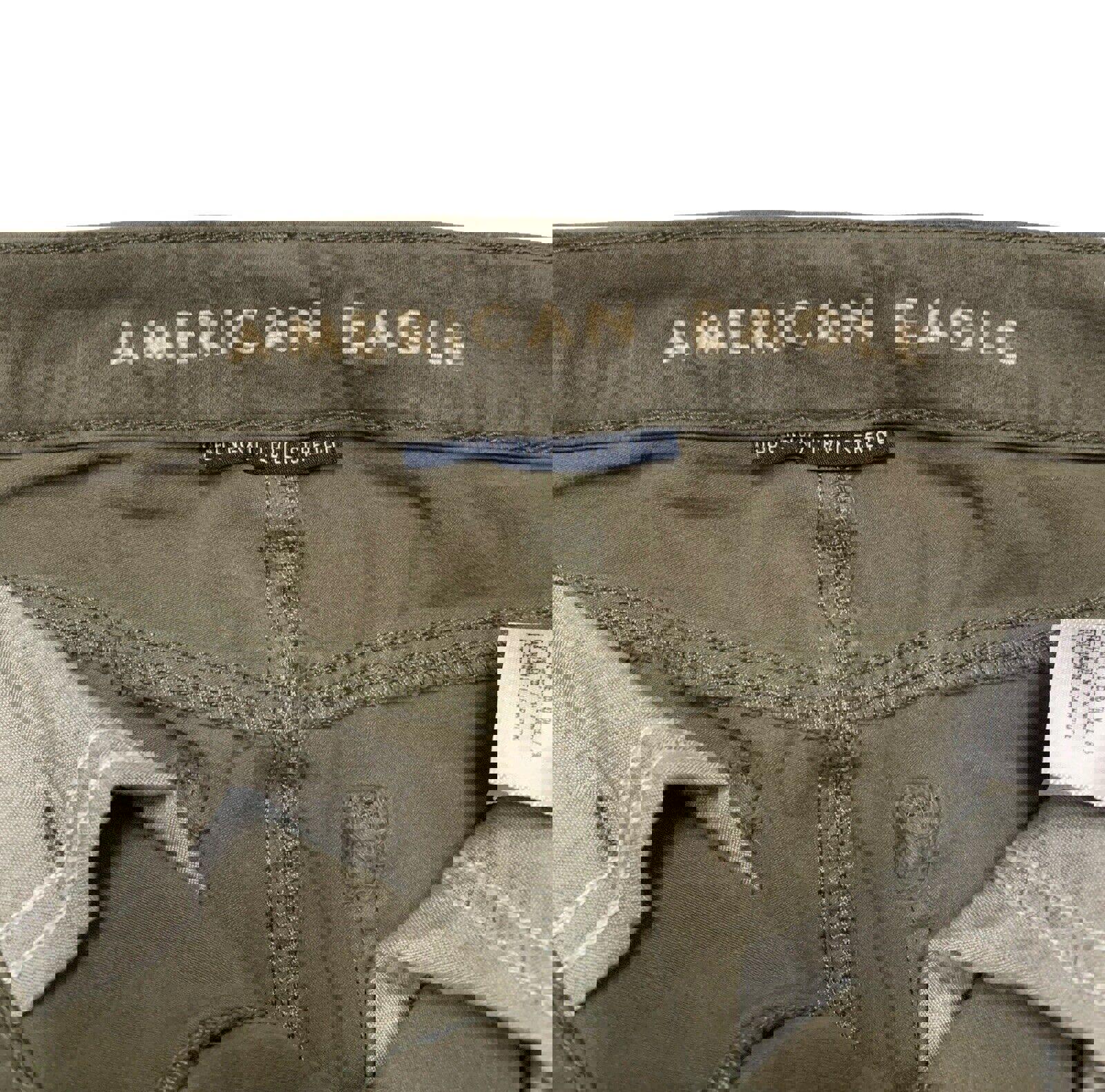 Jeggings elásticos de tiro alto superalto de American Eagle para mujer, talla 2 regular, color verde grisáceo