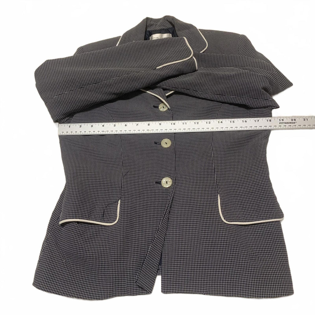 Vintage Casual Corner Petite Women's 8P Navy Blazer Piped Trim Button Jacket