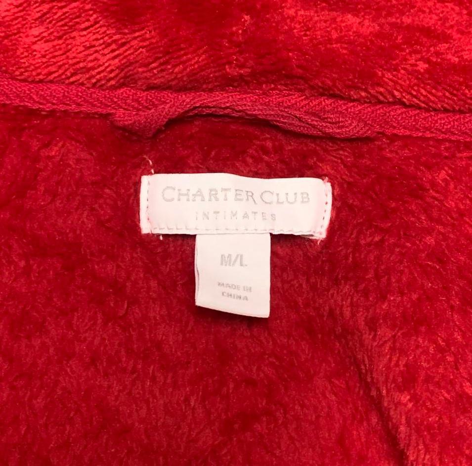 Bata de polar roja Charter Club Intimates para mujer, talla M/L