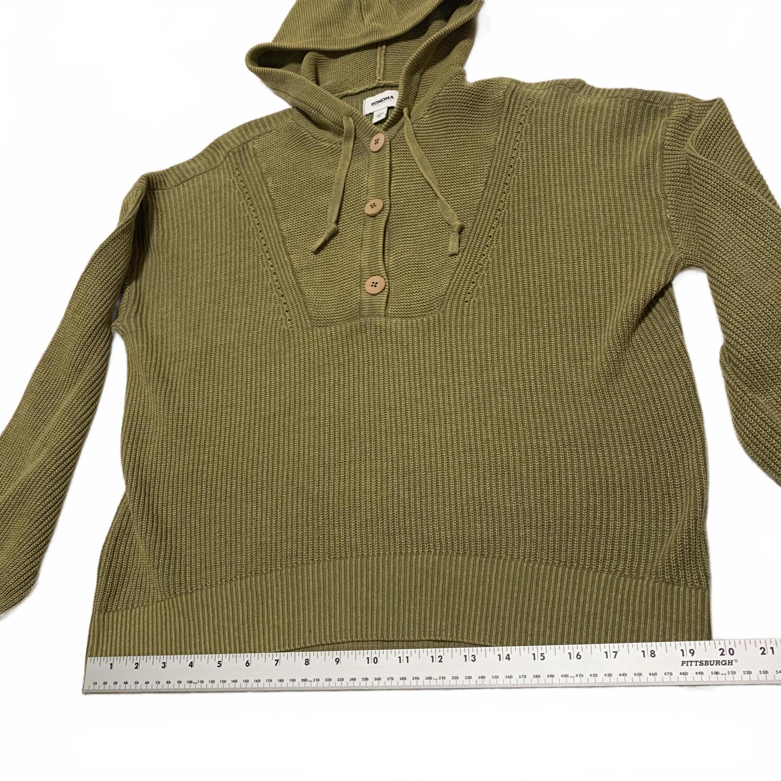 Sudadera con capucha de punto verde oliva con detalle de botones para mujer Sonoma, talla M