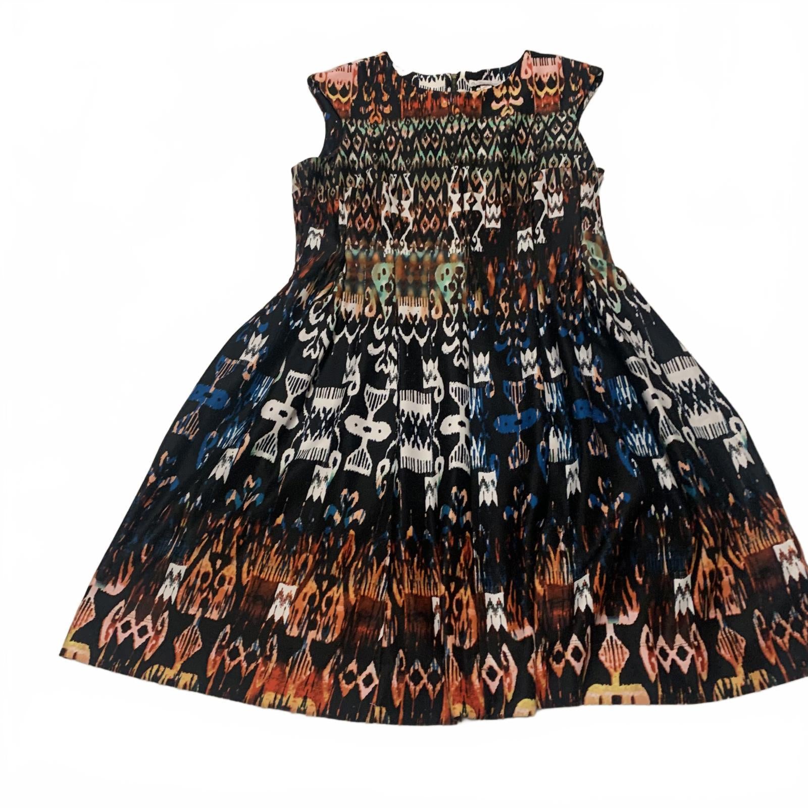 Vestido de verano sin mangas con estampado abstracto vibrante para mujer talla 14 de VTG db