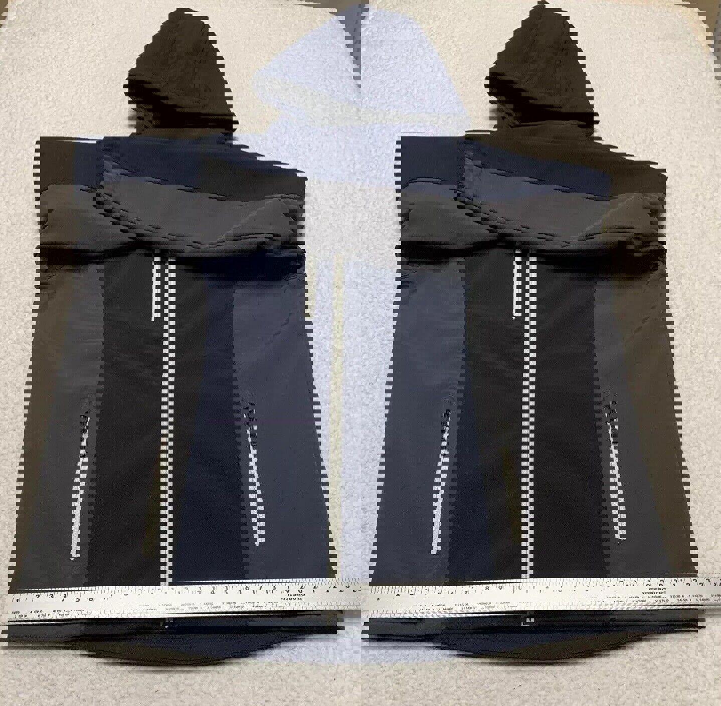 Chaqueta de golf Landway para hombre, con capucha, forro polar, cierre completo y caparazón blando, color azul marino/gris, talla mediana