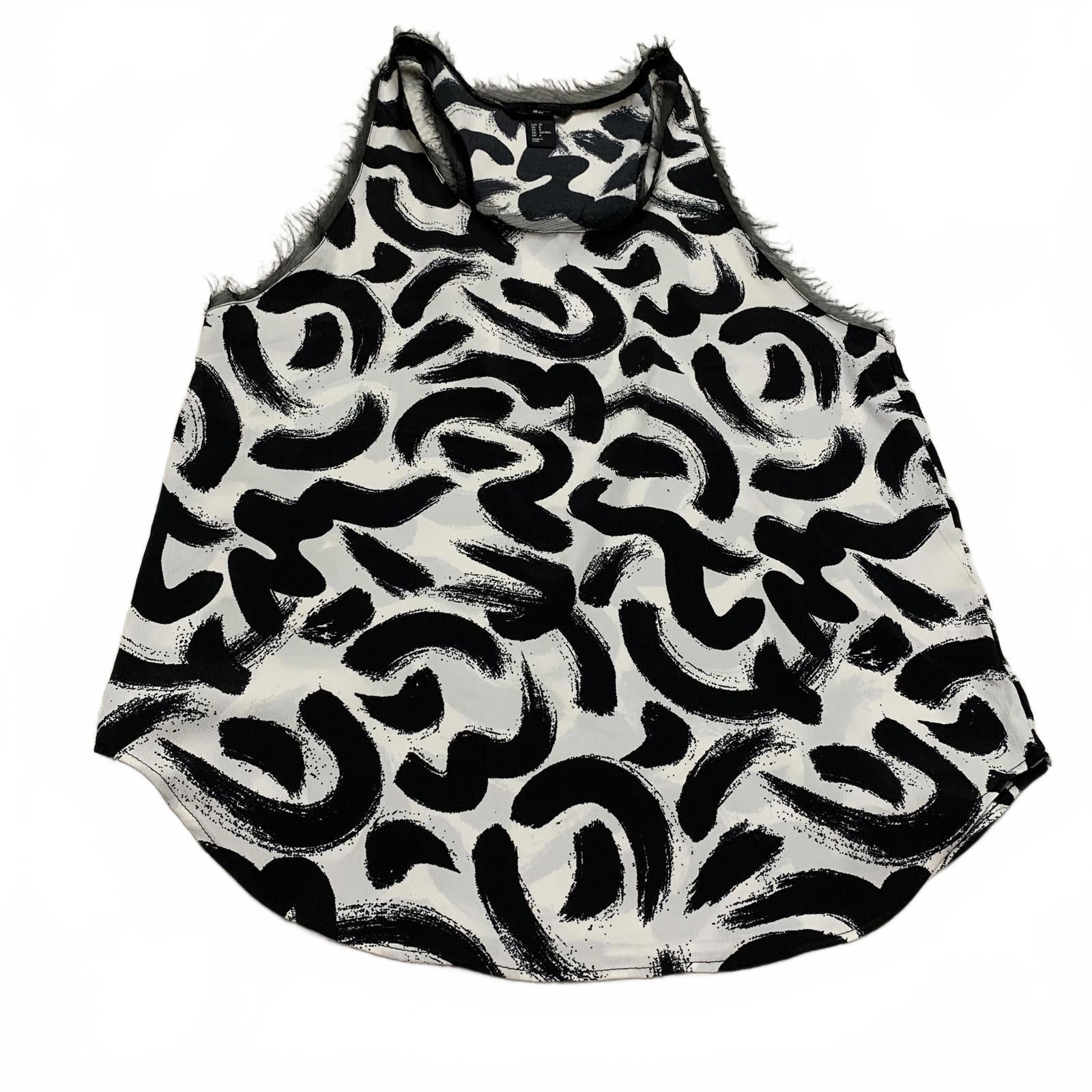 Camiseta de tirantes con estampado abstracto en blanco y negro de H&amp;M para mujer, talla 8