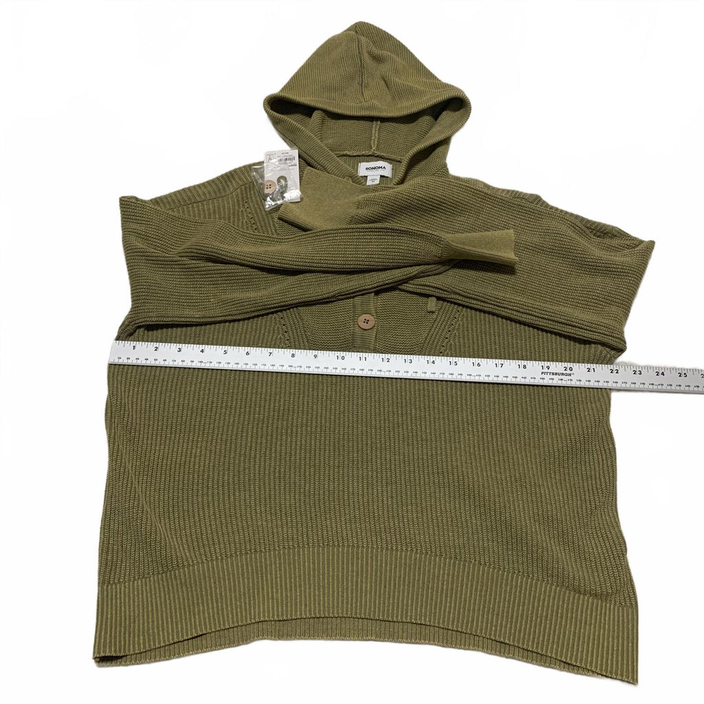 Sudadera con capucha de punto verde oliva con detalle de botones para mujer Sonoma, talla M