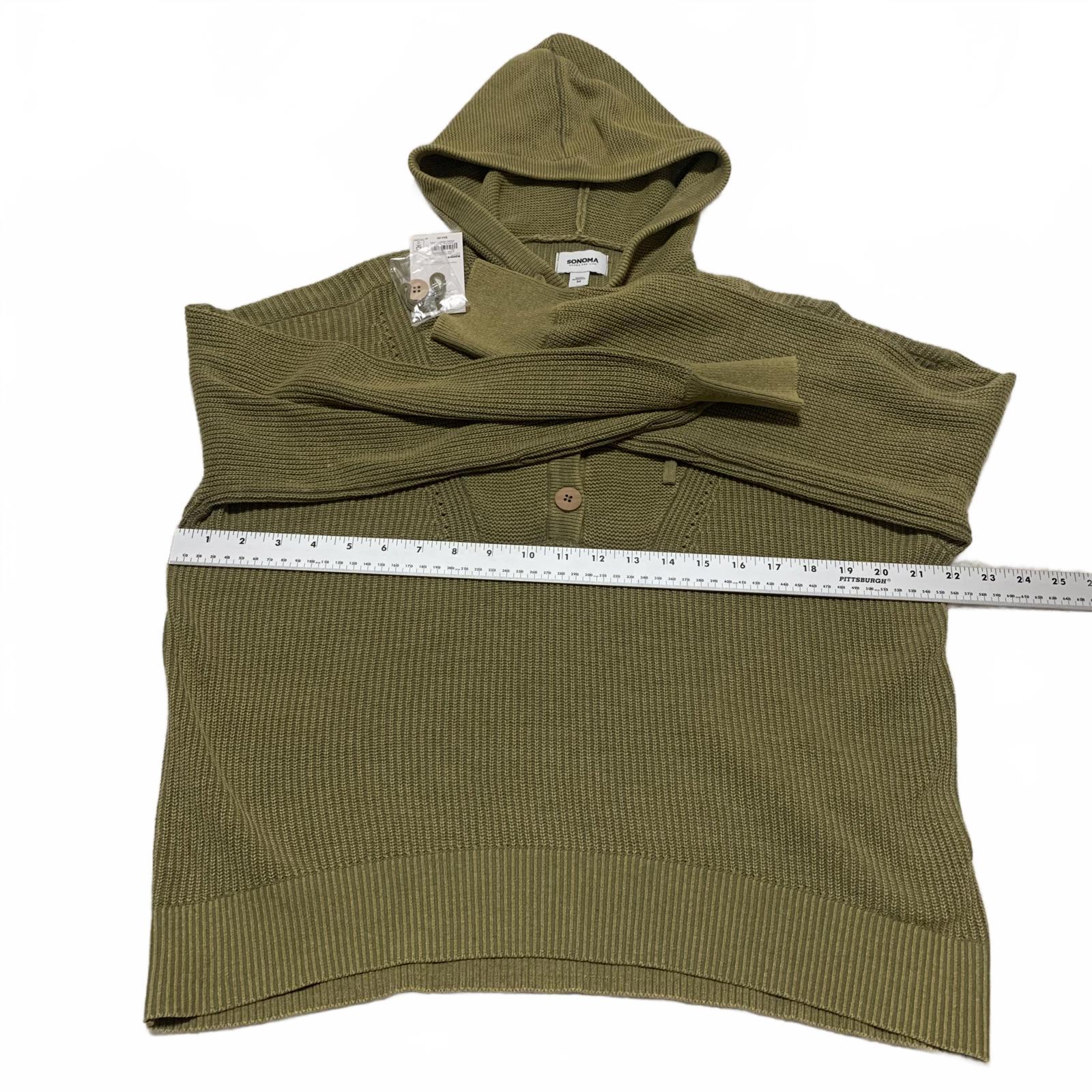 Sudadera con capucha de punto verde oliva con detalle de botones para mujer Sonoma, talla M