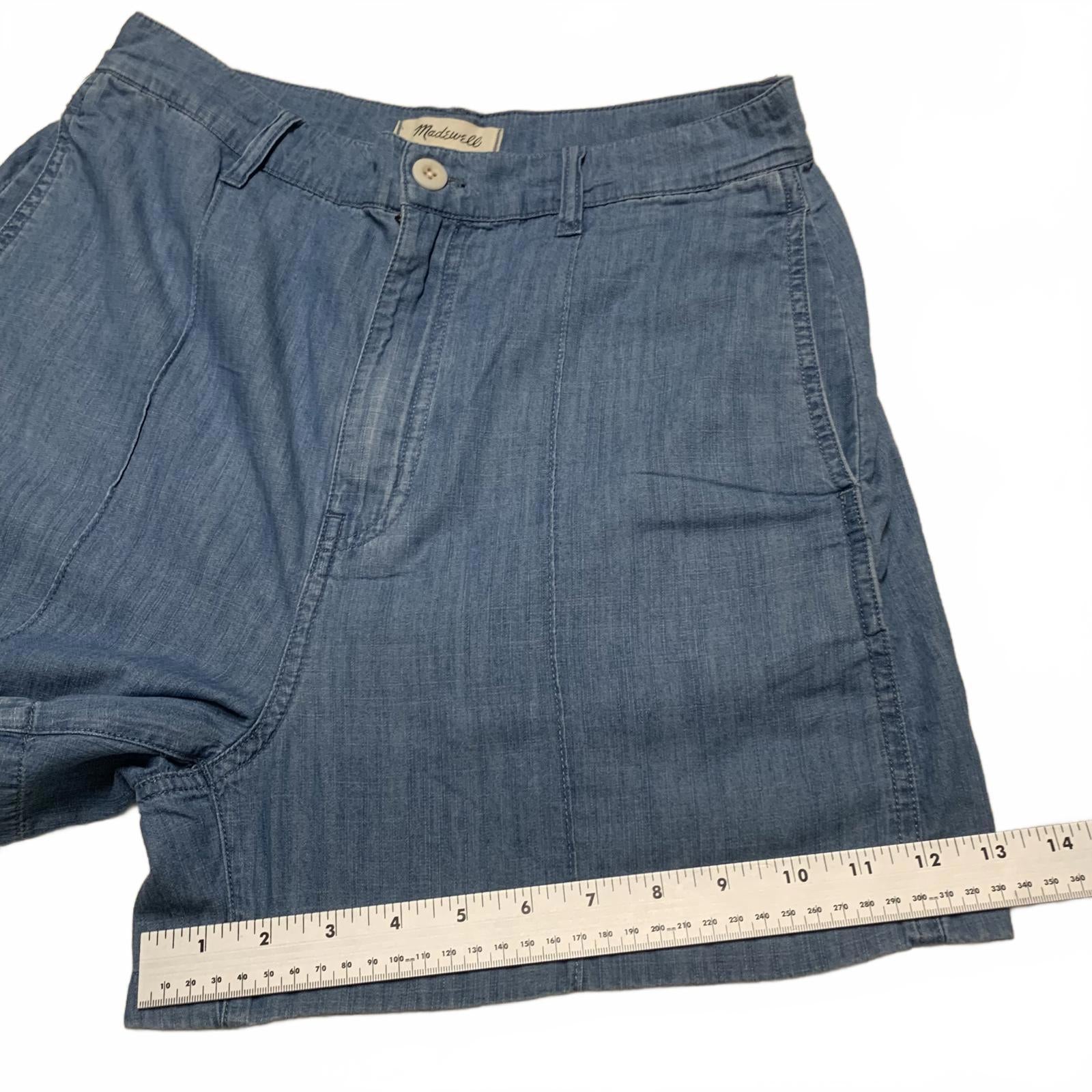 Bermudas Madewell de cambray azul para mujer, talla 28, talla 30