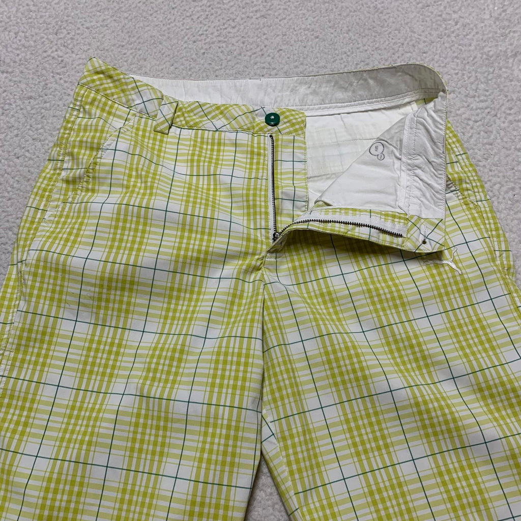 Pantalones cortos de verano a cuadros verdes Cobra Puma Golf para hombre, talla W 32, talla W 33.5