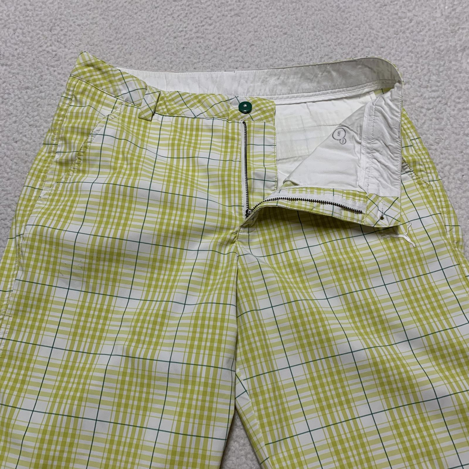 Pantalones cortos de verano a cuadros verdes Cobra Puma Golf para hombre, talla W 32, talla W 33.5