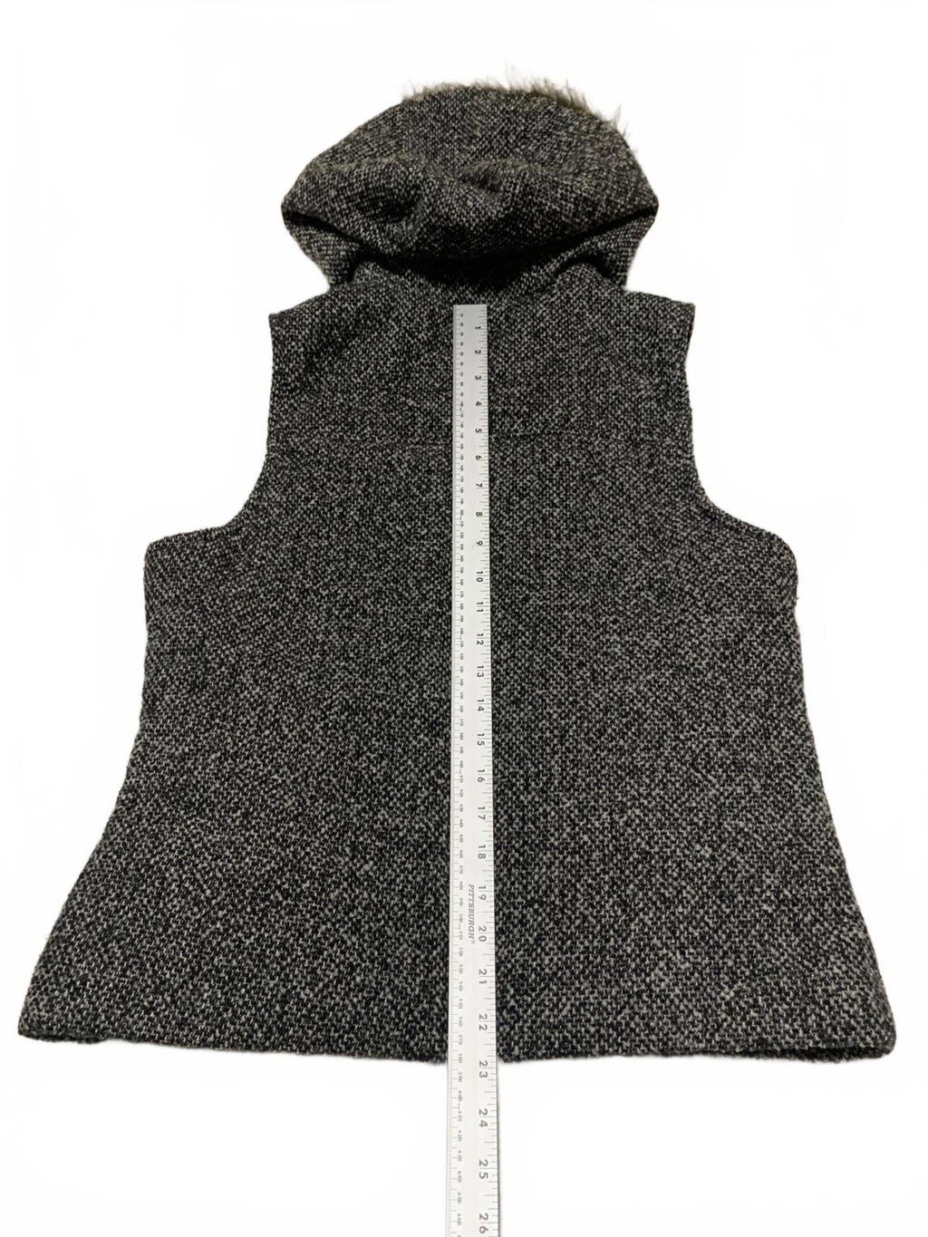 Chaleco de piel sintética Y2K Supply Co. para mujer, talla L, negro moteado, con capucha y cremallera