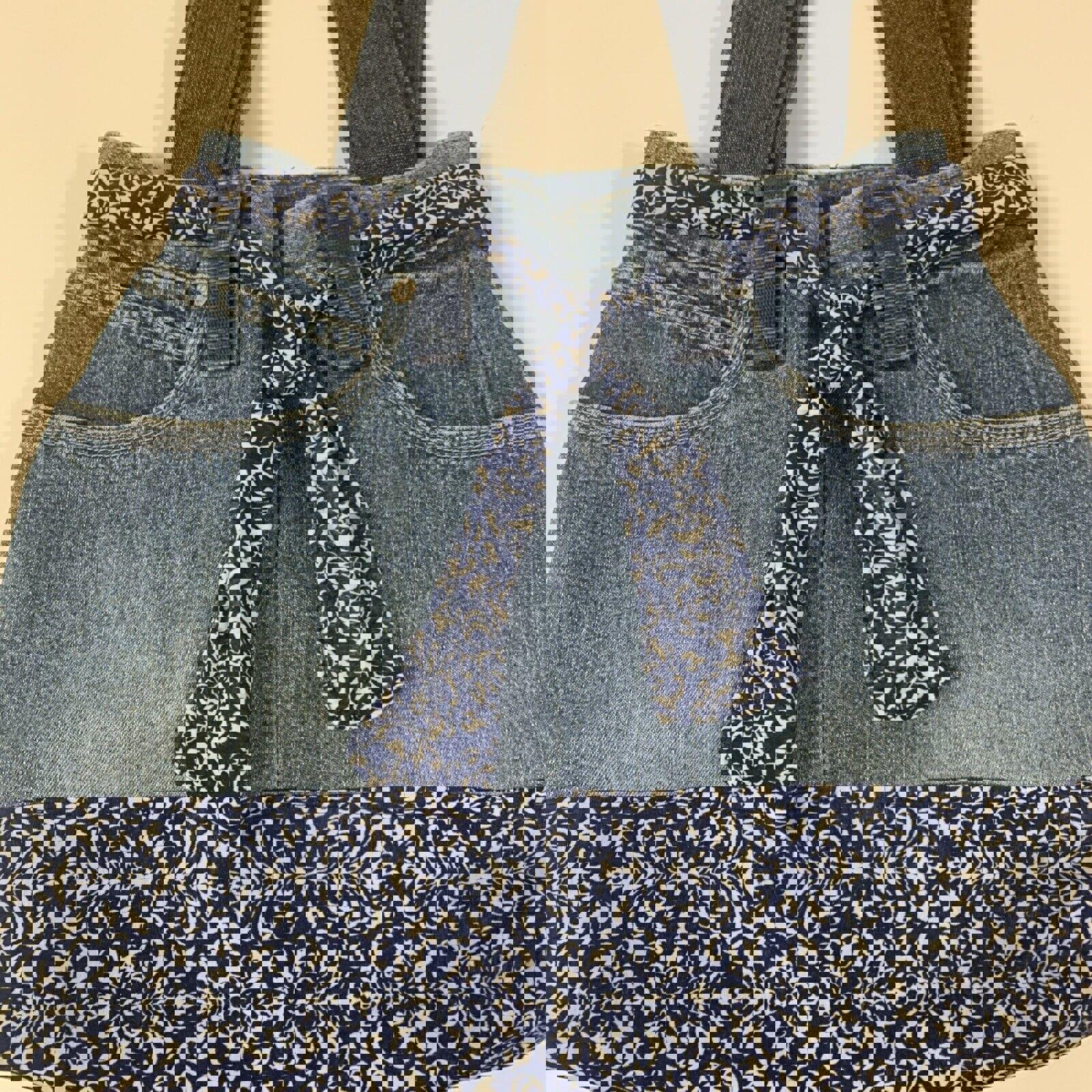 Bolso de hombro juvenil Guess Jeans Authentic Indigo Denim Tote, hecho a mano, vintage