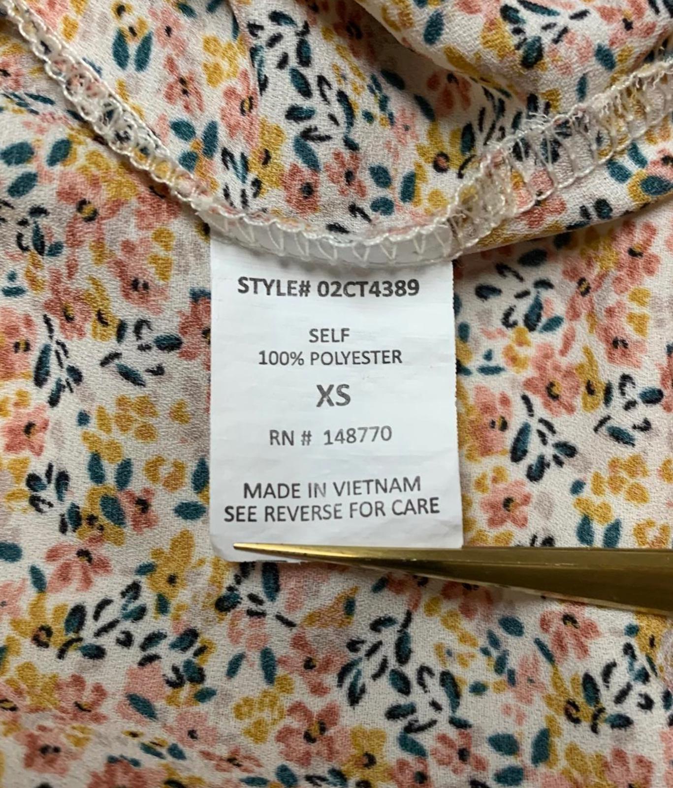 Sienna Sky Teen Size XS Floral Sleeveless Blouse Neck Tie Detail