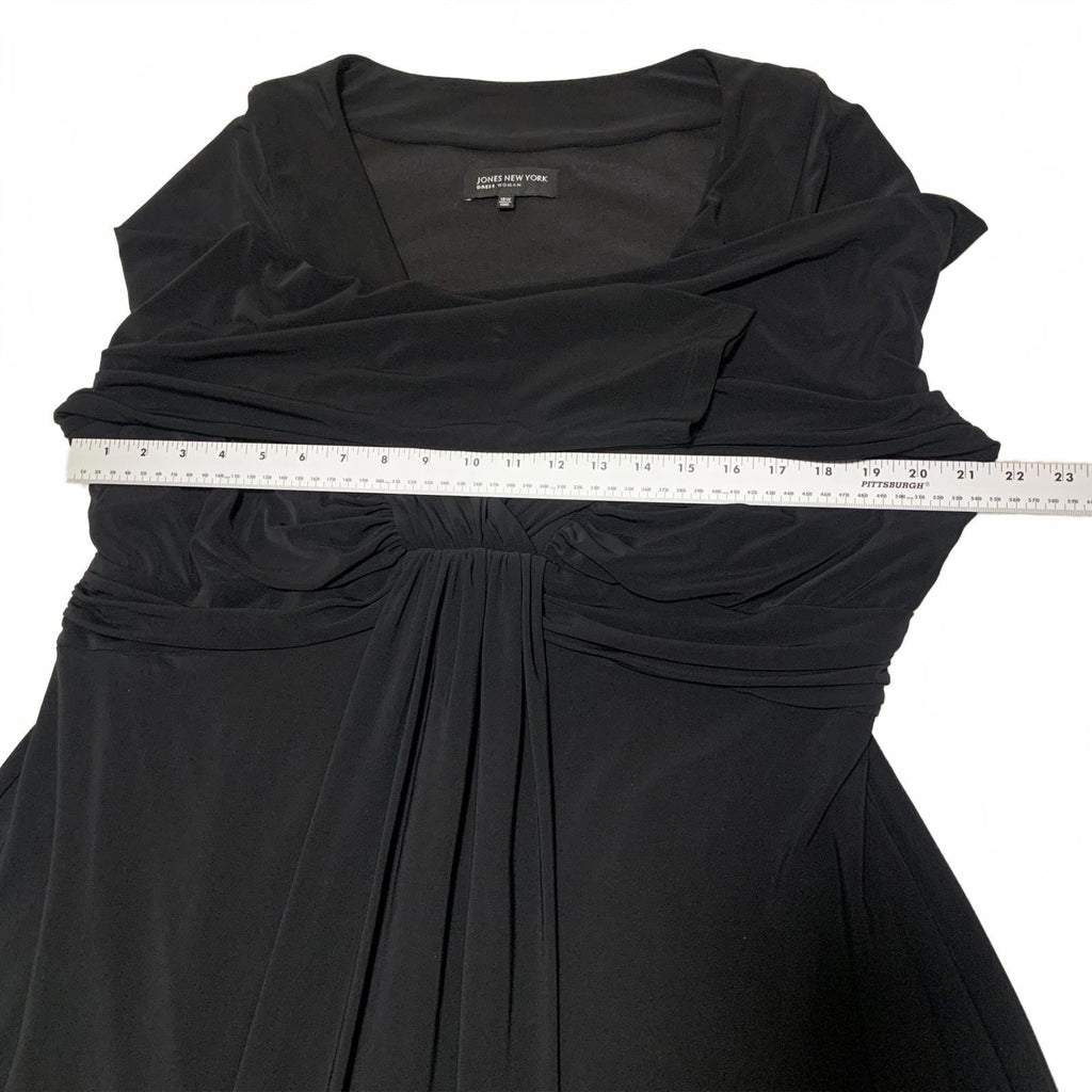 Jones New York Women's Size 18W Black Long  V-Necks Sleeve Dress Formal