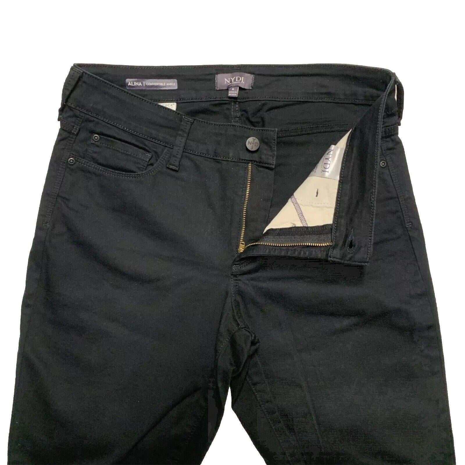 Vaqueros negros NYDJ talla 6 para mujer, pierna recta, tecnología Lift Tuck y elásticos