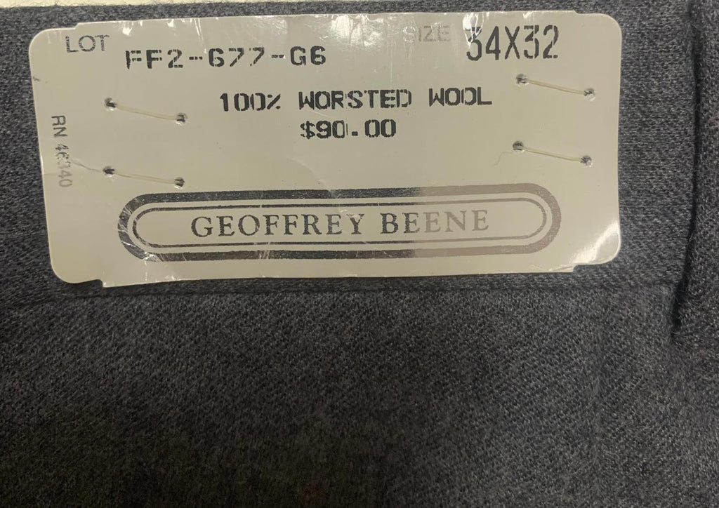 Pantalones de vestir de lana peinada 100 % color gris Geoffrey Beene para hombre, talla 34 x 32