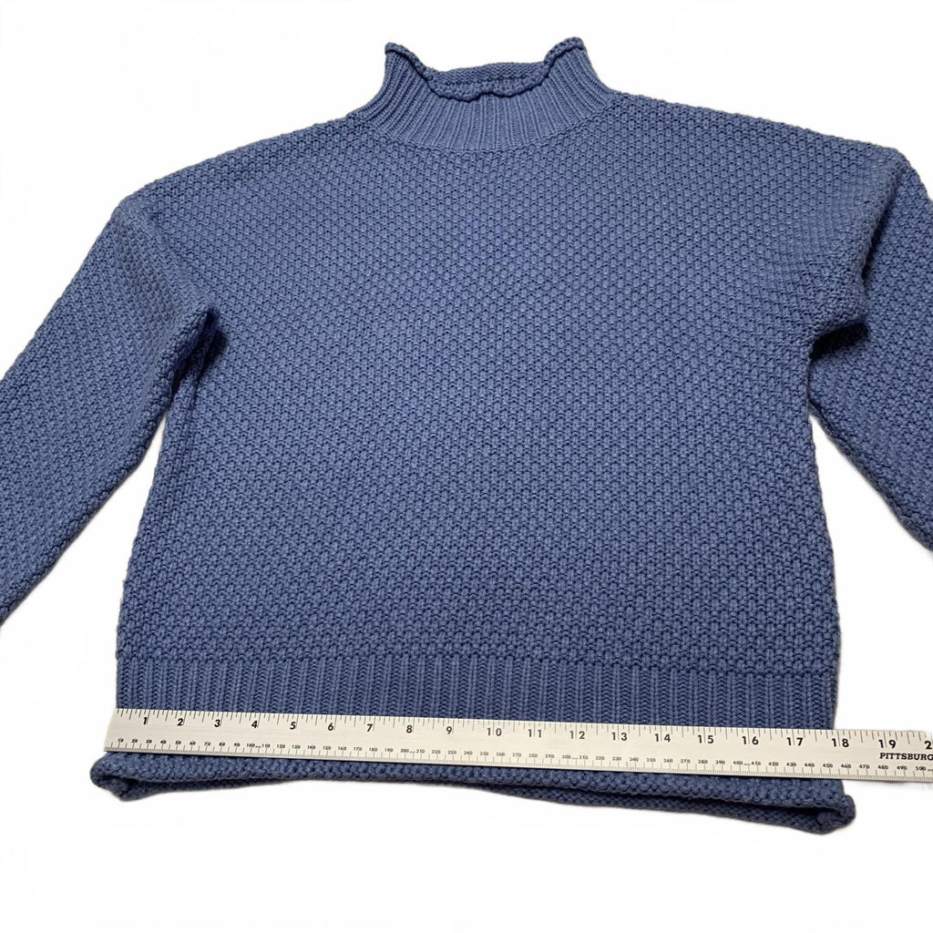 Suéter unisex azul con cuello redondo y textura para mujer