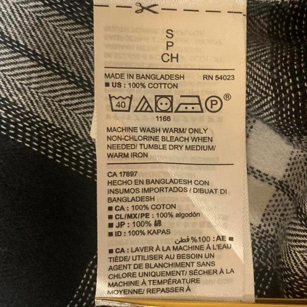 Camisa de botones Old Navy para hombre, talla S pequeña, piedra, negro, blanco, cuadros, informal, algodón