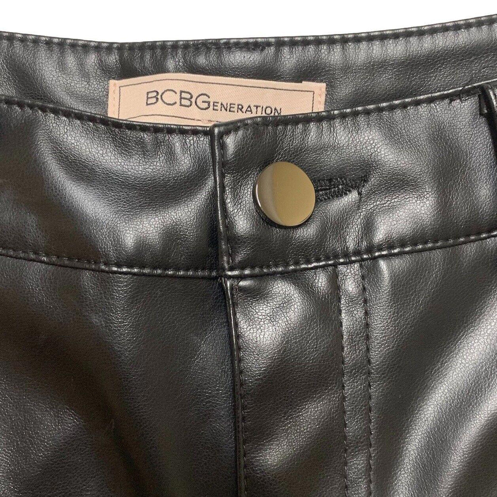 Pantalón de piel sintética negro BCB Generation para mujer, talla extra pequeña