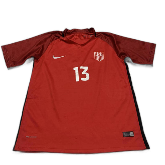 Nike USA Women's Soccer Jersey Size 26 Red Black Morgan #13 Dri-FIT Technology