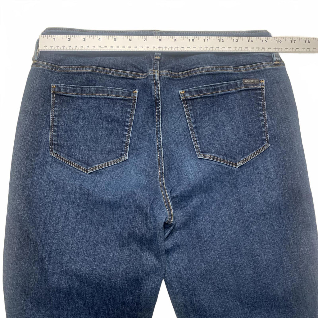 Vaqueros ajustados, rectos y curvilíneos de Eddie Bauer para mujer, talla 10, azul oscuro, lavado, ancho 31 x largo 29,5