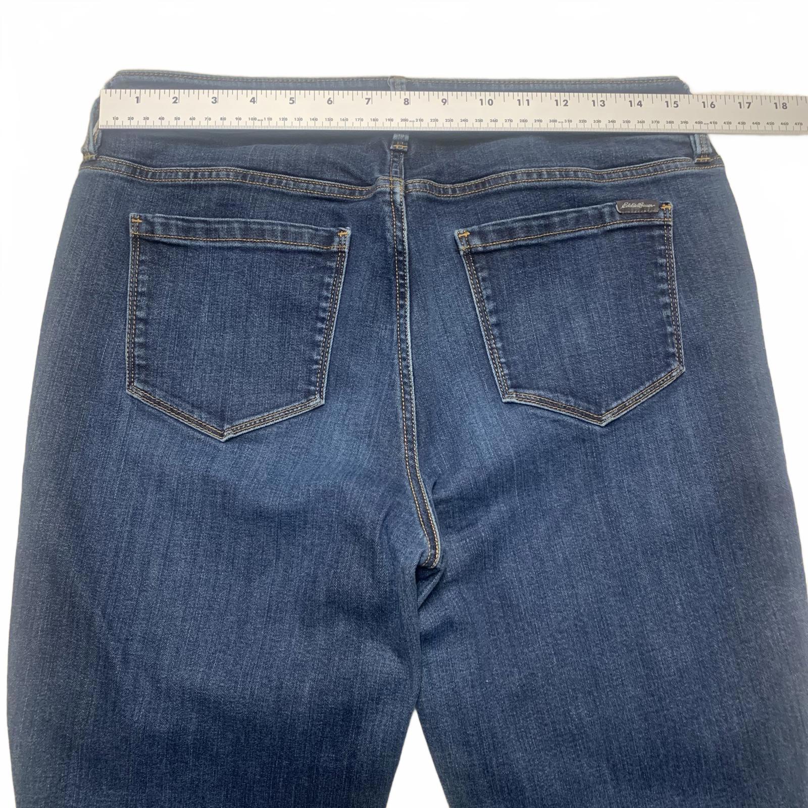 Vaqueros ajustados, rectos y curvilíneos de Eddie Bauer para mujer, talla 10, azul oscuro, lavado, ancho 31 x largo 29,5