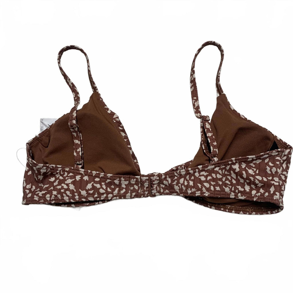 Top de bikini Roxy Love the Surf Knot para mujer, talla L, estampado marrón