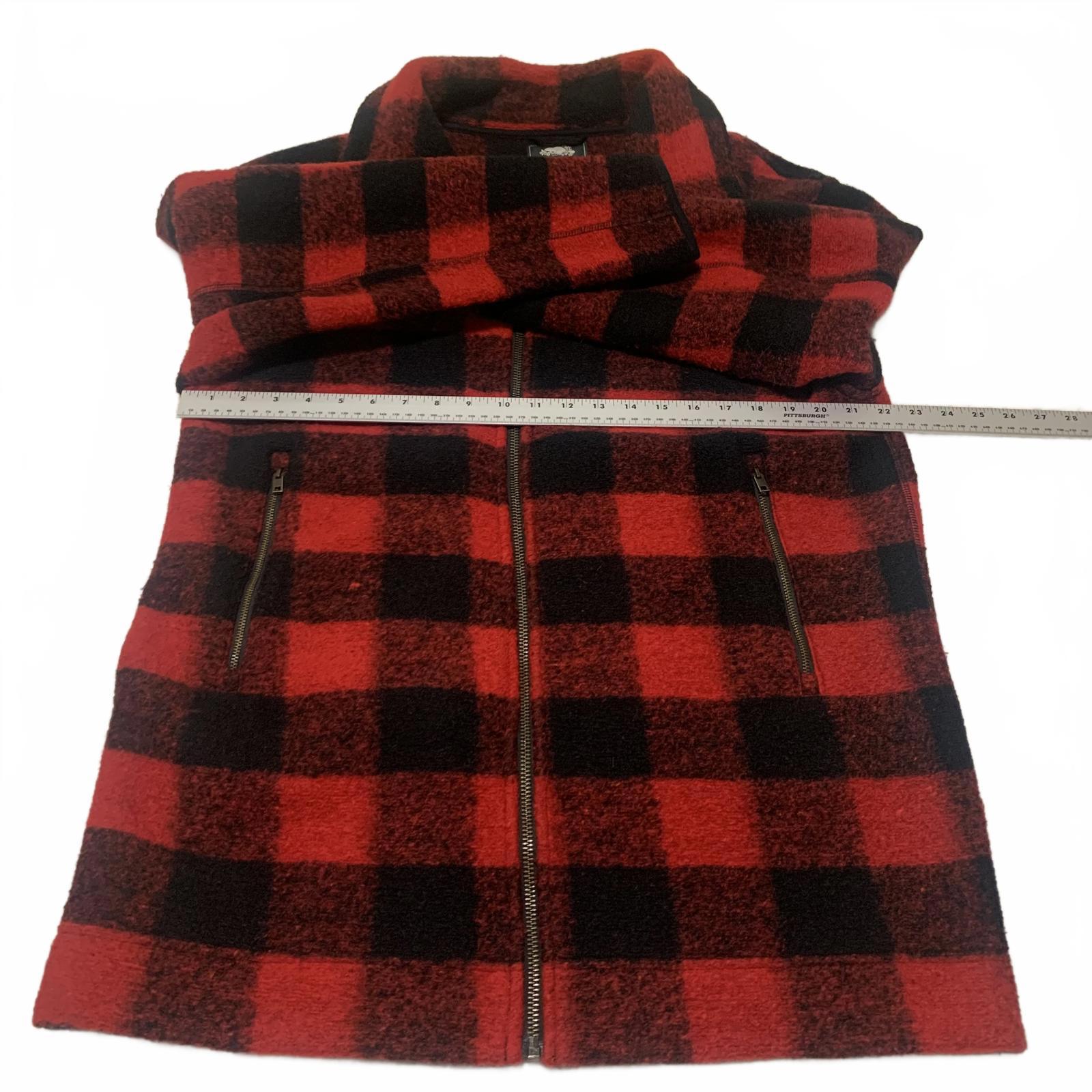 Chaqueta de forro polar con cremallera a cuadros rojos y negros Roots para hombre, talla L, estilo cálido y clásico
