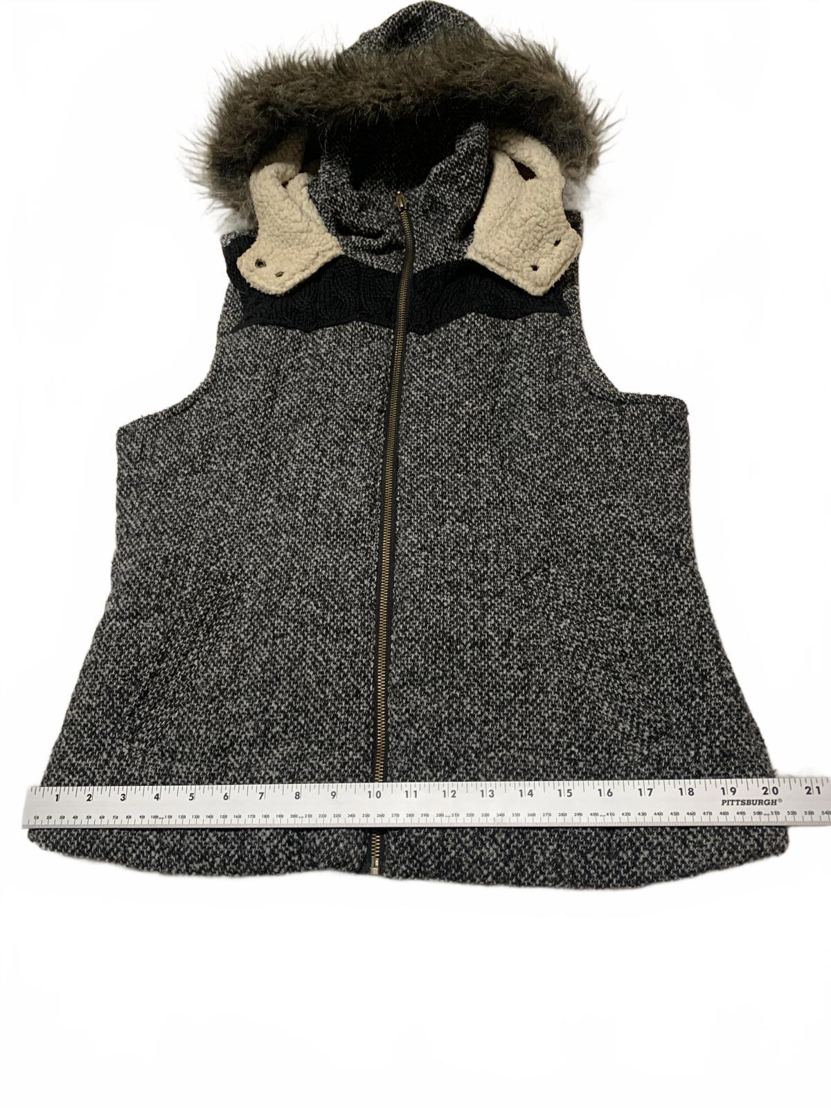 Chaleco de piel sintética Y2K Supply Co. para mujer, talla L, negro moteado, con capucha y cremallera